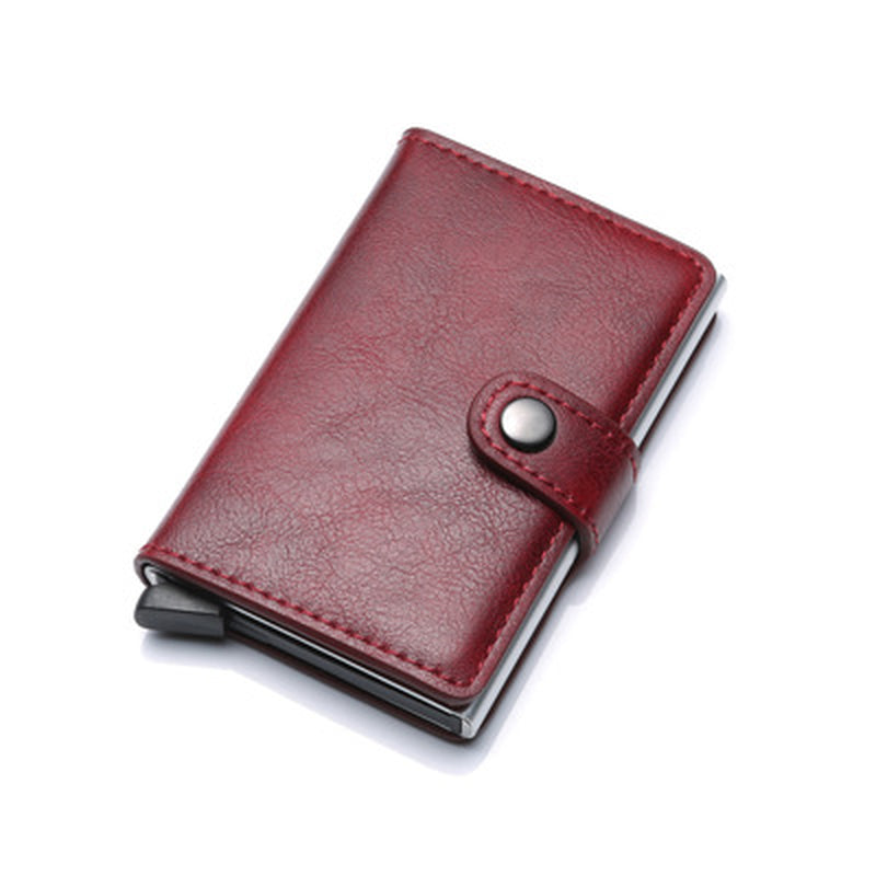 RFID Anti-Theft Men Vintage Wallet Aluminum Metal Purse Leather Cover