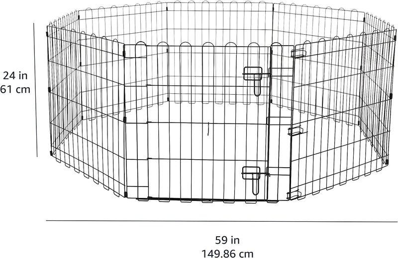 Pieghevole in Metallo Box per Esercizi per Cani E Animali Domestici, Con Porta, 61 Cm, Nera