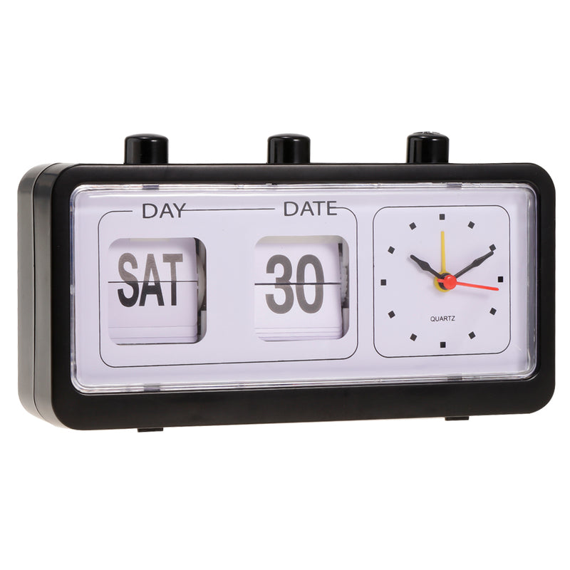 Retro Watch Automatic Flip Clock Non-Ticking Calendar Clock with Date Display