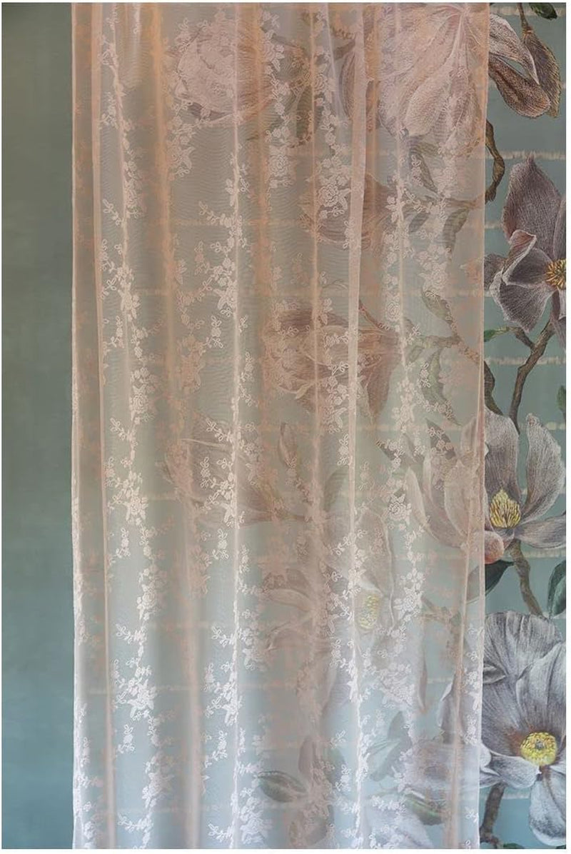 Tenda Pizzo Di Poliestere Shabby Chic Poly-Ciel Collection 140 X 290 Colore Avorio