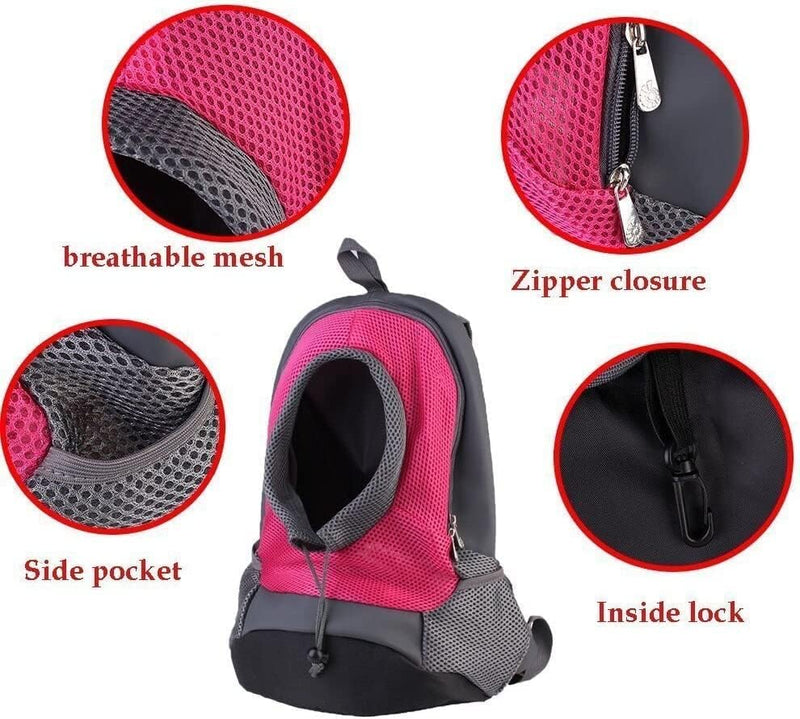 NHSUNRAY Pet Carrier Zaino per Piccolo Cane Gatto Puppy(8Lbs Less) On-The-Go Viaggio Pet Anteriore Posteriore Borsa Soft Traspirante Mesh Pup Pack 42 * 38 * 20Cm (Rossa)