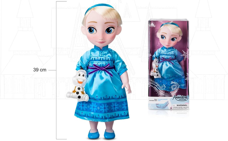 Bambola Di Elsa Della Collezione Animator Store, Frozen, 39 Cm/15, Con Capelli Realistici Applicati, Outfit, Scarpe E Peluche Di Olaf Di Raso, Bambola Di Principessa Da Collezione, Età 3+