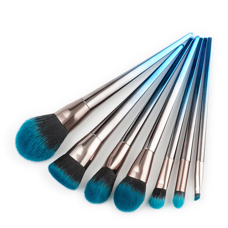 7 Diamond Makeup Brushes Blue Black Gradient