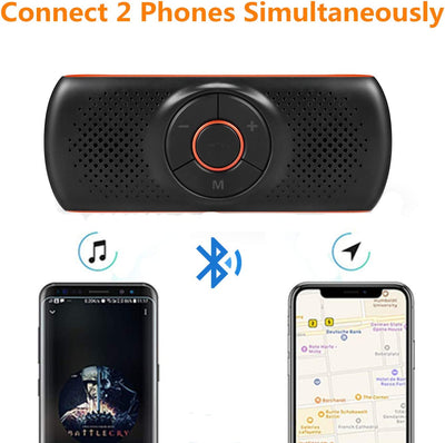 Vivavoce Bluetooth per Auto Portatile Kit Vivavoce Bluetooth per Smartphone Con Altoparlante Potente Da 3W, E Scheda Tf,Connettività Dual Link Con Clip per Aletta Parasole