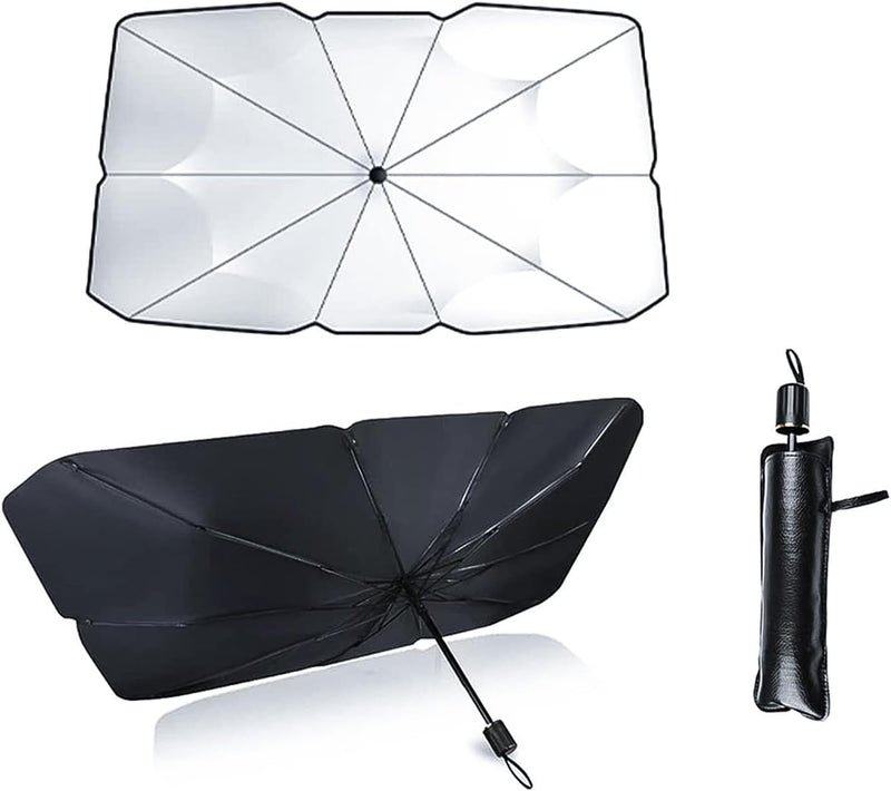 Ombrello Parasole Auto Pieghevole E Portatile - Proteggi La Tua Auto Dal Sole Con Torna Ai Risultati Protezione UV Al 99.9%, Custodia Inclusa, 125X65Cm per Auto Medio/Piccolo