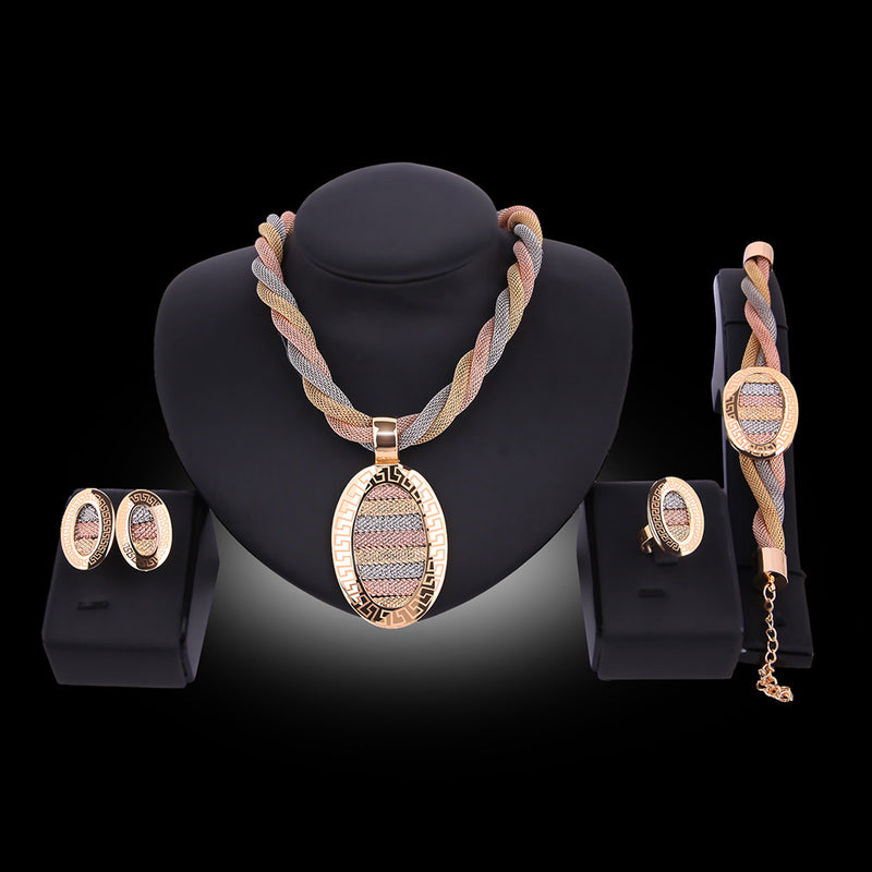 Four-Piece Necklace Earrings and Bracelets