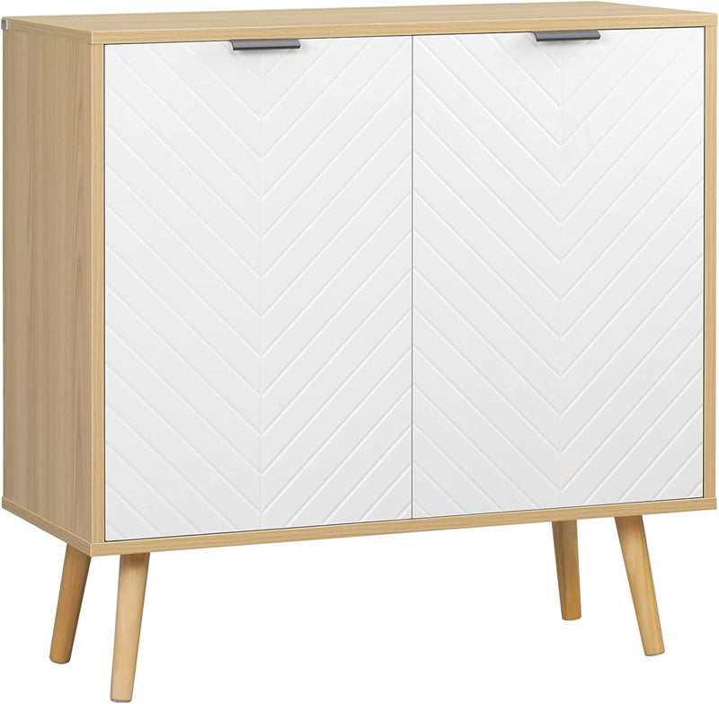 Mobiletto Multiuso Moderno in Truciolato E Legno Di Pino Con Ripiano Interno Regolabile Su 3 Livelli, Mobile per Ingresso Soggiorno Cucina E Bagno, 77X35X77.5 Cm