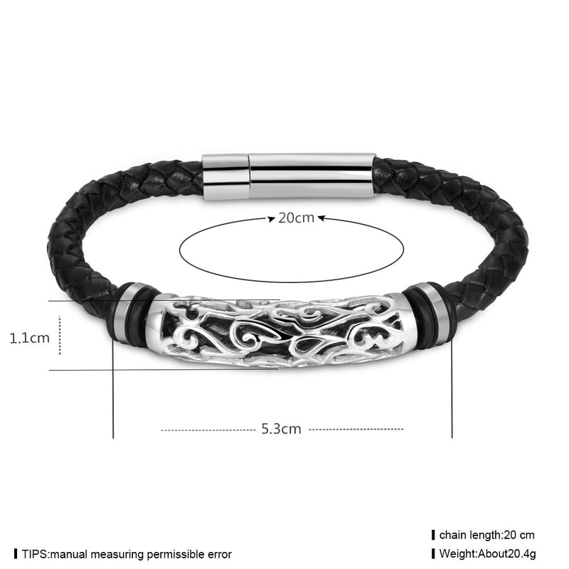 Punk Stainless Steel Leather Bracelet