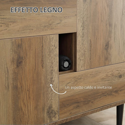 Mobile Da Salotto E Soggiorno in Legno Con Cassetti E Armadietti, Credenza Moderna in Stile Nordico, 76.5X39.5X64.5Cm