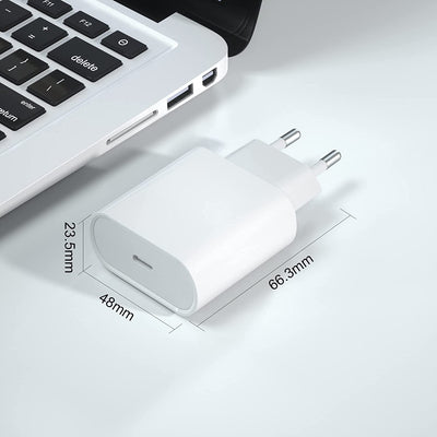 Caricatore Rapido USB C 20W with 2M Cavo for Iphone 14/14 Pro/ 14 Pro Max/ 14 Plus/ 13/12/11/XS/XR/X/8, Airpods,  USBC Caricabatterie Spina Adattatore Alimentatore Presa Carica Muro Ricarica