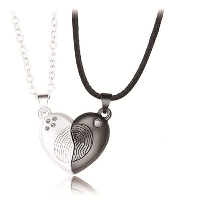 Women'S Fashion Simple Fingerprint Stitching Magnet Necklace