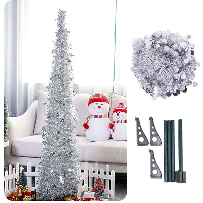 Artificial Tinsel Pop up Christmas Tree with Stand Gorgeous Collapsible Artificial Christmas Tree for Christmas Decorations