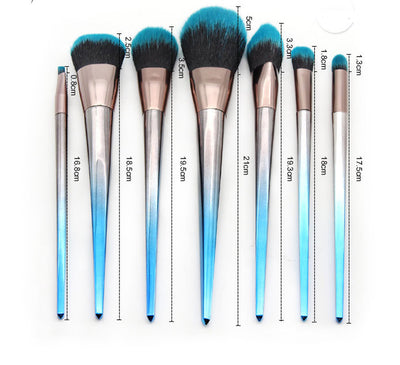 7 Diamond Makeup Brushes Blue Black Gradient