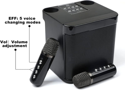 Cassa Karaoke Con 2 Microfoni Karaoke Professionale Completo Senza Fili Altoparlante Portatile Wireless per Feste Attività Campeggio Supporta AUX Scheda USB/TF