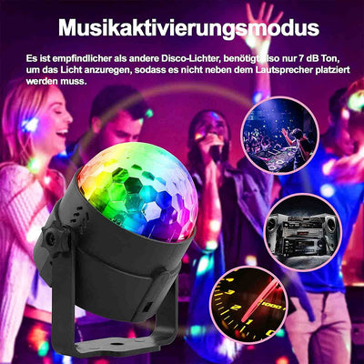 Luci Discoteca LED,  Mini Sound Attivato Palla Da Discoteca, 360 ° Ruotabile DJ Party Strobo 3W RGB Luci Palcoscenico Con Telecomando per Home Dance Parties Compleanno KTV Party Natale 1Pc