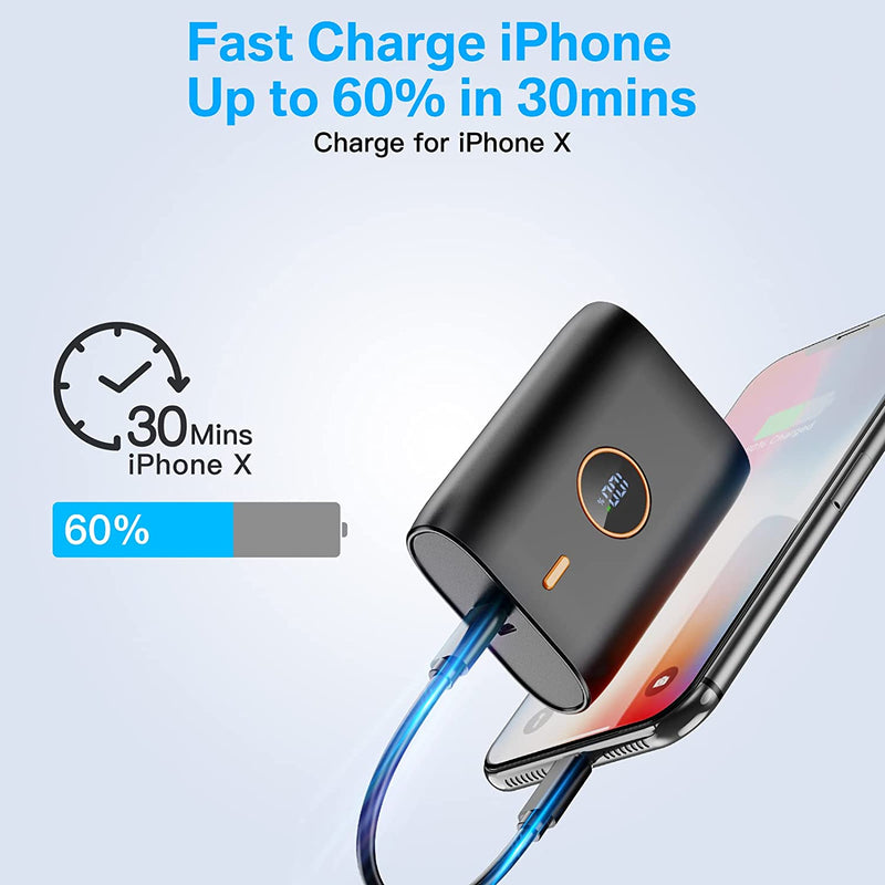 Caricatore Portatile,Pd 22.5W 10000 Mah Power Bank Mini Fast Charge,Con Display LED Usb C Batteria Cellulare,Per Phone, Ipad,Huawei,Xiaomi,Samsung,Cuffie,Console Di Gioco E Altro