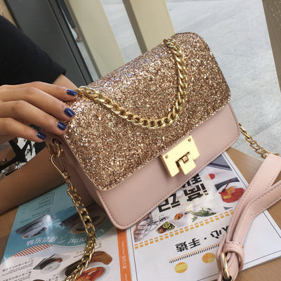 Women'S Tote Bag Fashion Sequined Small Square Lady PU Fashion Hand Bag