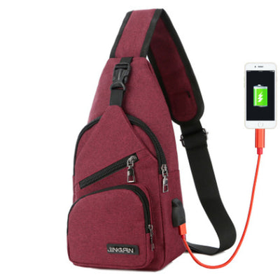 New Shoulder Bag Men'S Charging Bag Sports Men'S Usb Chest Bag Outdoor Diagonal Package