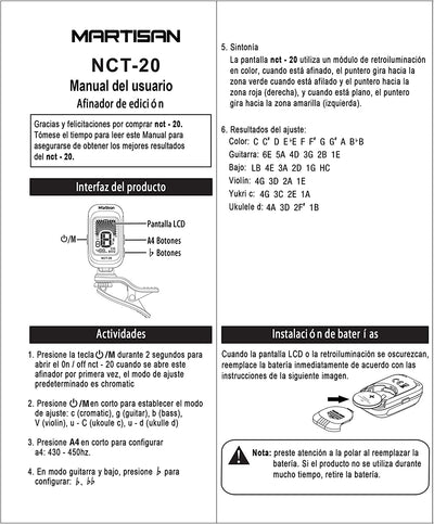 MARTISAN Accordatore per Chitarra Elettrico Digitale Cromatico Clip Accordatore per Chitarra Acustica, Basso, Violino, Ukulele, Mandolino, Batteria Inclusa