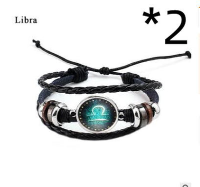 Twelve Constellation Glass Piece Couple Bracelet