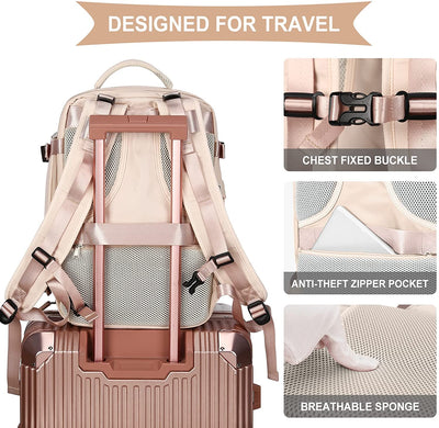 Zaino Da Viaggio Grande Da Donna Da Viaggio Zaino Da Escursionismo Sportivo Da Esterno Impermeabile Zaino Da Scuola Casual Laptop Da 14 Pollici Con Porta Di Ricarica USB Scomparto per Scarpe