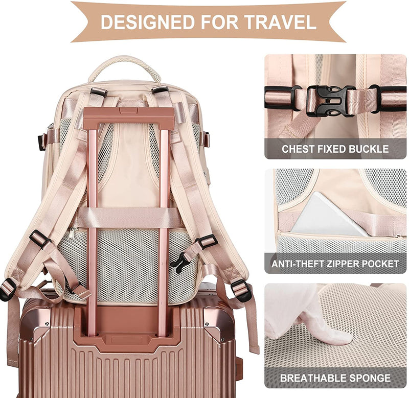 Zaino Da Viaggio Grande Da Donna Da Viaggio Zaino Da Escursionismo Sportivo Da Esterno Impermeabile Zaino Da Scuola Casual Laptop Da 14 Pollici Con Porta Di Ricarica USB Scomparto per Scarpe