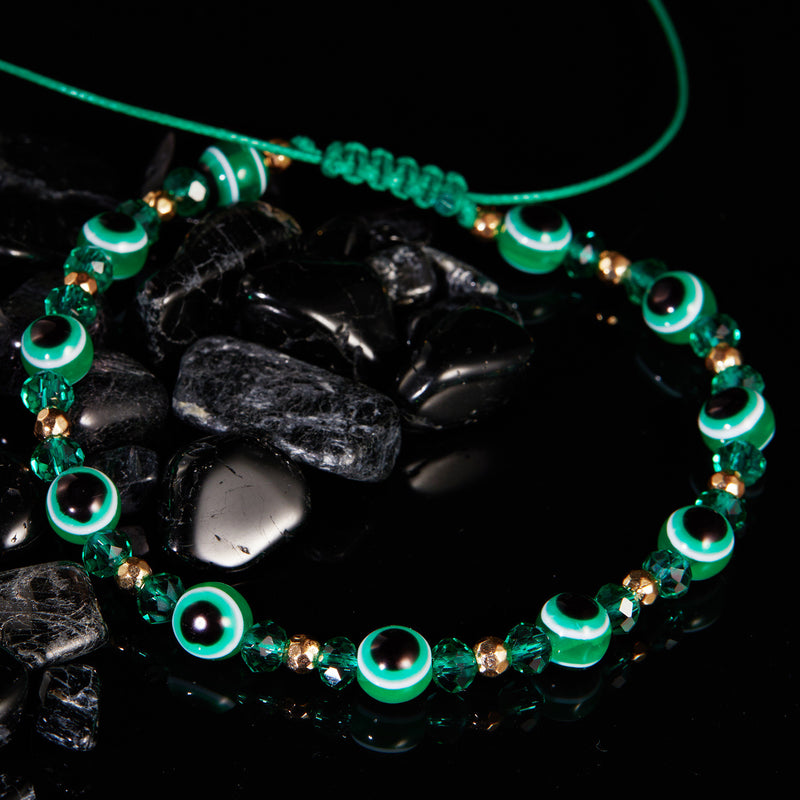 Eye Crystal Bead Pull Adjustable Bracelet