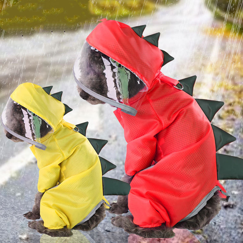 Dog Transparent Dinosaur Four-Legged Raincoat