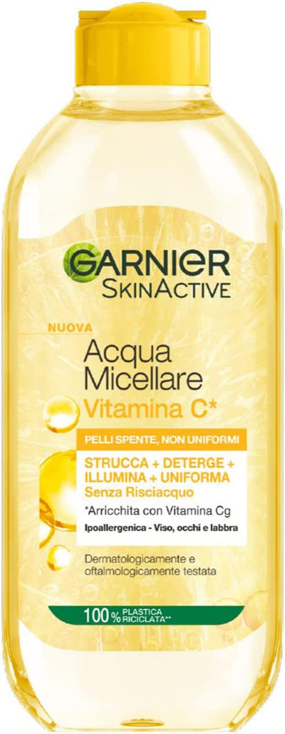 Acqua Micellare Tutto in 1 Skinactive, Con Vitamina C, per Pelli Spente E Non Uniformi, Senza Risciacquo, 400 Ml