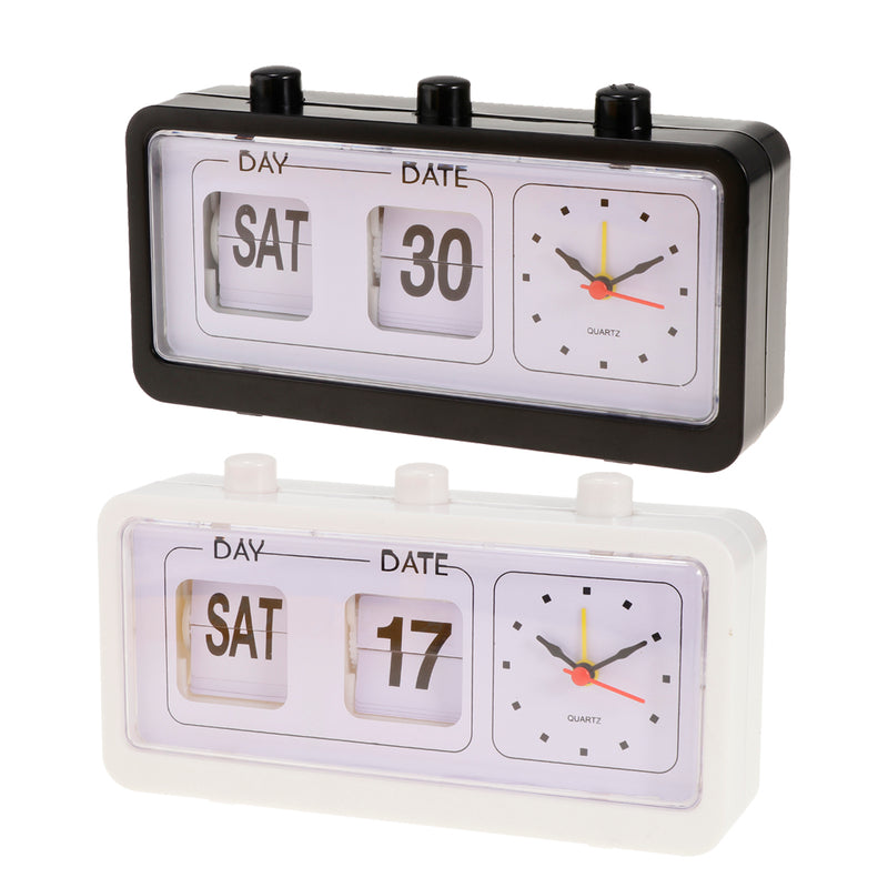 Retro Watch Automatic Flip Clock Non-Ticking Calendar Clock with Date Display