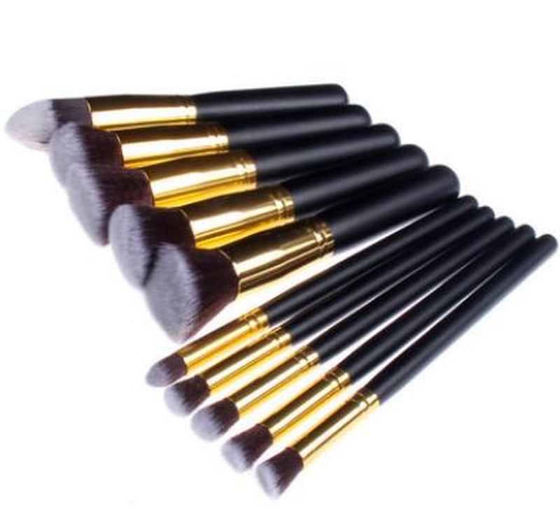 10 Pcs Kabuki Style Vegan Makeup Brush Set