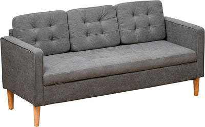 Divano 3 Posti Moderno in Tessuto Grigio Con Vano Contenitore E Design Scandinavo, Grigio, 166.5X62X82Cm