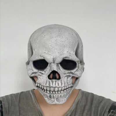 Full Head Skull Mask Helmet with Movable Jaw 3D Skeleton Skull Horror Mask Adults Cosplay Costume