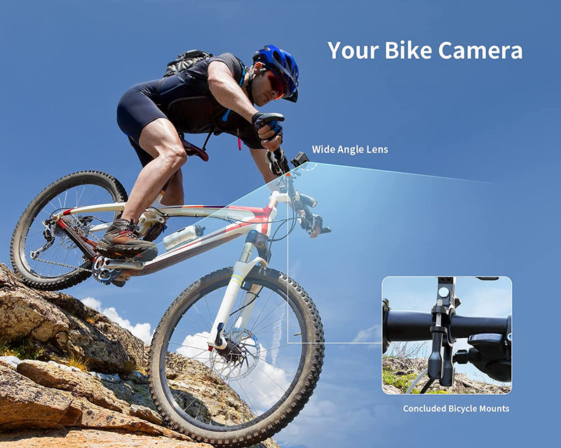 Action Cam Ia100 4K 30FPS 20MP Wifi 40M Fotocamera Subacquea Ultra HD Touchscreen Impermeabile Vlog Videocamera per Casco Da Bici (Telecomando, 2X1050Mah Kit Di Ricarica E Vari Accessori)