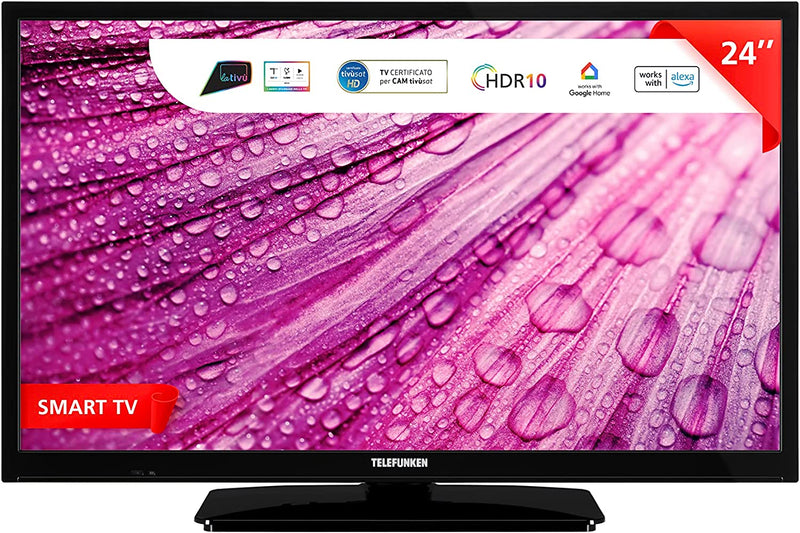 Smart TV 24" HD Ready TE24553B42V2DZ, TV LED 24 Pollici Con Alexa Integrata, Compatibile Con Alexa E Google Assistant, Digitale DVB-T2, Dolby Vision HDR10, Dolby Audio