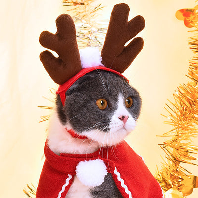 Pet Christmas Suit Cat Dog Cloak Hat