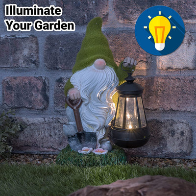 - Statua Da Giardino a Forma Di Gnomo Con Luce Solare, in Resina, Con Lanterne Alimentate Al Sole, Sculture Decorative Impermeabili, per Casa, Portico, Regali E Accessori per Giardinaggio