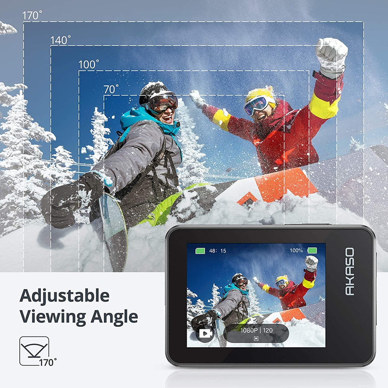 Brave 7 Action Cam 4K 30FPS - Fotocamera Subacquea 20MP IPX8 Con Stabilizzatore, Comando Vocale E Doppio Touchscreen, Videocamera Impermeabile Grandangolare Con 2 Batterie E Kit Di Accessori