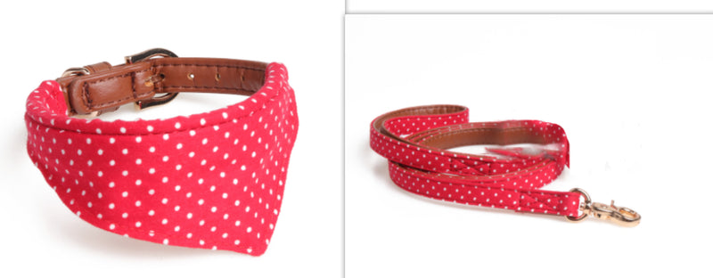 Polka Dot Dog Triangle Scarf Collar Leash Pet Pu Dog Leash