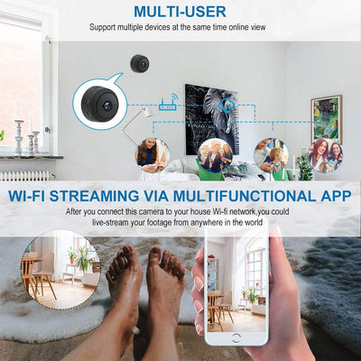 Telecamera Spia, 1080P HD Telecamera Nascosta Wifi Senza Fili Microcamera per Casa Lunga Durata Batteria Mini Videocamera Sorveglianza Interno Con Visione Notturna Rilevamento Di Movimento