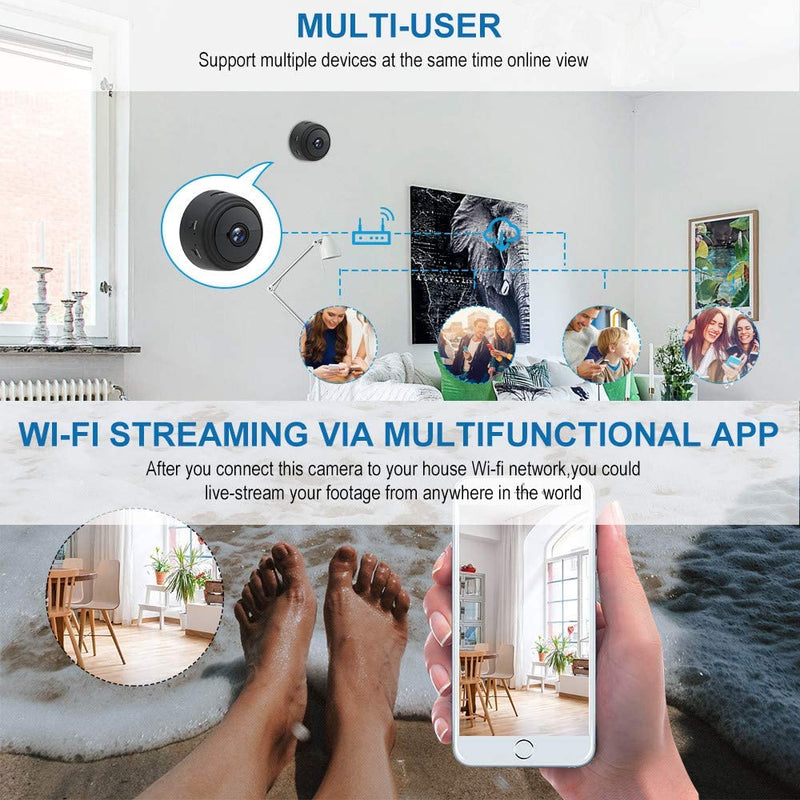 Telecamera Spia, 1080P HD Telecamera Nascosta Wifi Senza Fili Microcamera per Casa Lunga Durata Batteria Mini Videocamera Sorveglianza Interno Con Visione Notturna Rilevamento Di Movimento