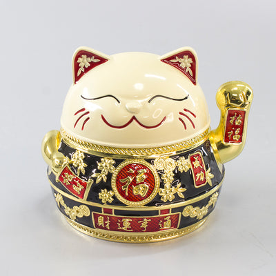 Lucky Cat Ashtray Creativity Personality Trendy Home Living Room with Cover Anti-Fly Ash Uxury High-End Simple Ashtray