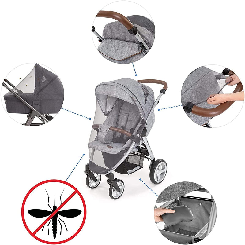 Zamboo - Zanzariera Passeggino Universale E Carrozzine, Zanzariera Passeggino a Maglia Fine - Premium, Robusta E Lavabile - Grigio Nero