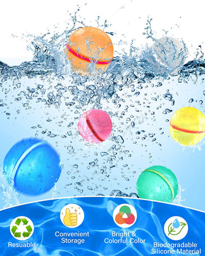 Palloncini D'Acqua Riutilizzabili, Autosigillanti E Riempimento Rapido Giocattoli Da Piscina in Silicone Senza Lattice, Giochi D'Acqua per Bambini Adulti Famiglia Giochi Estivi Da Giardino (15 Pezzi)