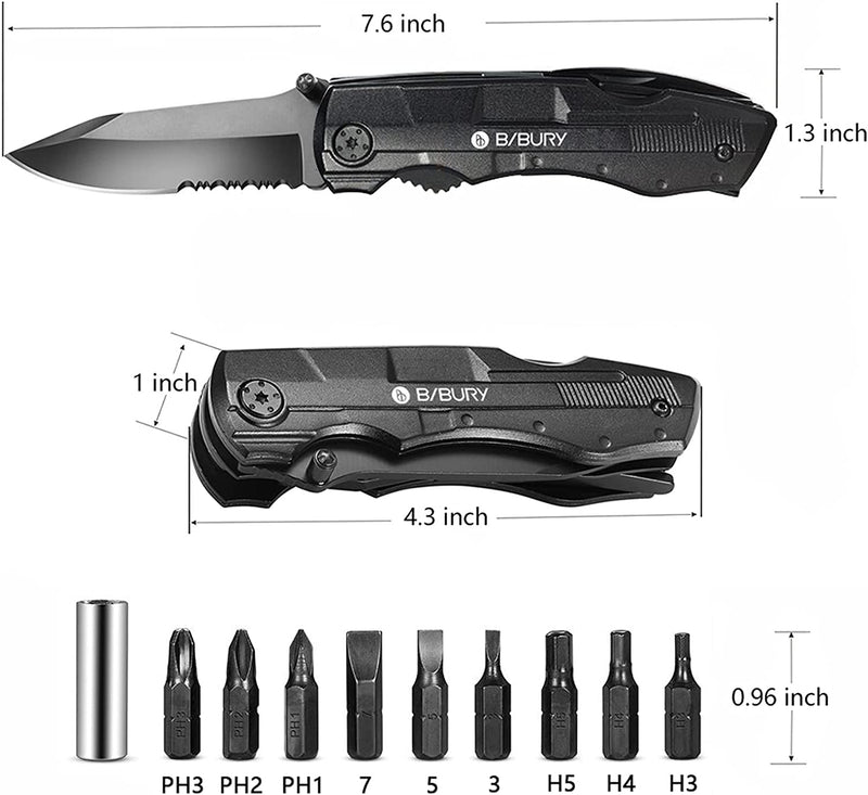 Coltello Multiuso, 5 in 1 Coltello Tascabile Multifunzione in Acciaio Inossidabile, Pinza Multiuso Con Coltello, Pinze, Cacciavite per Campeggio, Sopravvivenza All&