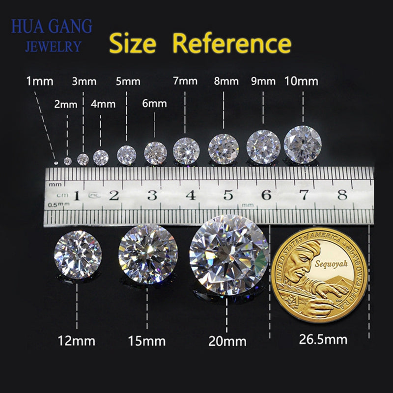 Round White Zircon Naked Stone Cubic Zirconia CZ