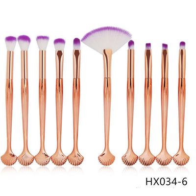 The Shell Makeup Brush Set - Purple Bristles