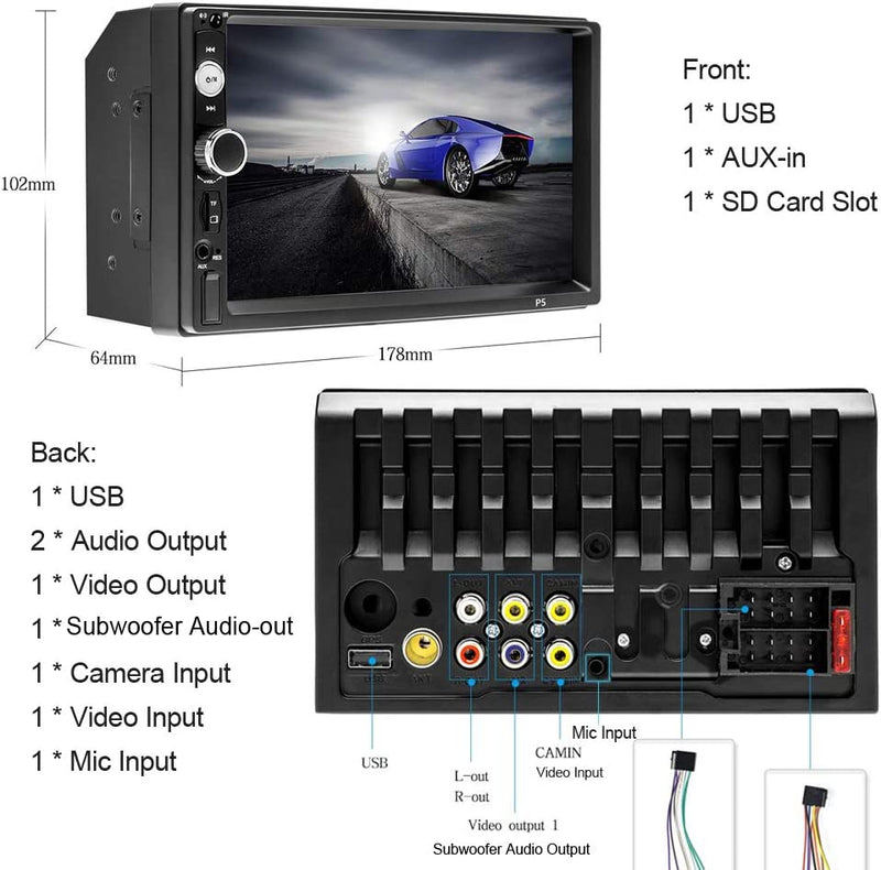 Bluetooth Autoradio 2 DIN 7 Pollici Touch Screen Auto Radio Dulica Schermo per Android/Iso USB SD/TF +Controllo Del Volante +Telecamera Posteriore+Telecomando