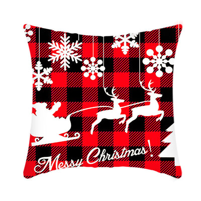 2021 Merry Christmas Cushion Cover 45Cm Elk Santa Claus Short Plush Sofa Pillow Cover Home Decor Pillowcase Christmas Decoration