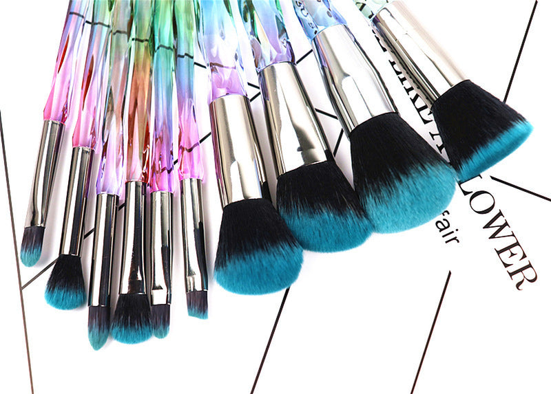 Clear Crystal Diamond Handle Makeup Brush Set